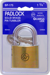 1-3/4in Brass Padlock, Keyed Alike 70, 3 Keys, Shackle Diameter 1-9/32in, Shackle Clearance 1-1/8in