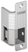 Electric Strike, Fire Rated, 12VDC, Field Selectable FS or FSE, 4-7/8in x 1-1/4in Faceplate, up to 7/8in Throw, Right Hand, Satin Stainless Steel, Indoor/Outdoor, Cavity Centerline Offset 1in