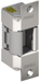 Electric Strike, Fire Rated, 12VDC, Field Selectable FS or FSE, 4-7/8in x 1-1/4in Faceplate, up to 7/8in Throw, Right Hand Field Reversible, Satin Stainless Steel, Indoor/Outdoor, Centered Cavity