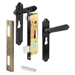 Security Screen or Storm Door Lever Set, Black Dimpled