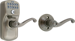 Keypad Entry Auto Lock Plymouth with Flair Lever, Grade 2, 5-Pin C Keyway KD, Option Adjustable Backset 2-3/8 to 2-3/4, 620/US15A Antique Pewter