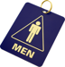 Men Room Key Tag w/Ring Individual, Blue