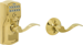 Keypad Entry Auto Lock Camelot with Accent Lever, Grade 2, 5-Pin C Keyway KD, Option Adjustable Backset 2-3/8 to 2-3/4, 505 Lifetime Bright Brass