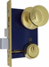 Knob x Rose, Double Cylinder Mortise Lock with Latch and Deadbolt, 2-1/2in Backset, Marks A Keyway, 5 Pin, Left Hand Reverse, Front 1in x 7-1/8in, 605/US3 Bright Brass