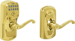Keypad Entry Flex Lock Plymouth with Flair Lever, Grade 2, 5-Pin C Keyway KD, Option Adjustable Backset 2-3/8 to 2-3/4, 505 Lifetime Bright Brass