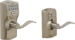Keypad Entry Flex Lock Camelot with Accent Lever, Grade 2, 5-Pin C Keyway KD, Option Adjustable Backset 2-3/8 to 2-3/4, 619/US15 Satin Nickel