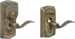Keypad Entry Flex Lock Camelot with Accent Lever, Grade 2, 5-Pin C Keyway KD, Option Adjustable Backset 2-3/8 to 2-3/4, 609/US5 Antique Brass