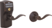 Keypad Entry Auto Lock Camelot with Accent Lever, Grade 2, 5-Pin C Keyway KD, Option Adjustable Backset 2-3/8 to 2-3/4, 716/643E Aged Bronze