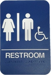 Men/Women Handicap Restroom Sign, Blue, 9in H x 6in W