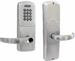 Keypad Stand Alone Classroom/Storeroom, Mortise Lock, Sparta Lever, Key-in-Lever, Less Cylinder, 2-3/4in Backset, UL, ANSI Strike, Field Reversible Handing, Grade 1, 626/US26D Satin Chrome