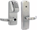 KIT - Magnetic Stripe (Swipe Card) and Keypad Network Hardwired Privacy, Cylindrical Lock, Sparta Lever, Key-in-Lever, Less Cylinder, 2-3/4in Backset, UL, ANSI Strike, Field Reversible Handing, Grade 1, 626/US26D Satin Chrome