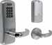 Standalone Keypad Classroom/Storeroom Cylindrical Lock, Manually Programmed, Sparta Lever, SFIC (Small Format IC), Less Core, 2-3/4in Backset, UL, ANSI Strike, Field Reversible Handing, Grade 1, 626/US26D Satin Chrome
