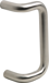 10in CTC 90 Degree Offset Pull, 1in Diameter Round, 2-1/2in Clearance, Decorative Blind Thru Bolt O Mount, ADA Compliant, 630-316/US32D-316 Satin Stainless Steel