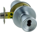 Entry Knob, SFIC Prep, Less Core, Tulip Knob with A Concave Rose (3-3/8in Diameter), T Strike (2-3/4in Backset x 1-1/8in), Grade 1, 626/US26D Satin Chrome