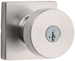 Pismo Entry Knob, Square Rose, KW1 SmartKey, Keyed Alike 3, 6-Way Adjustable Latch 2-3/8in-2-3/4in Backset, Grade 2, 619/US15 Satin Nickel