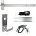 KIT - RX Request to Exit, MEL Motorized Electric Latch Retraction, Fire Rated, Rim Exit Device, Escutcheon x Quantum Lever Nightlatch Trim 510L-NL, (Requires 1-1/4 Mortise Cylinder), 36in, LHR Left Hand Reverse/Reversible, 24VDC @ 1 Amp, Grade 1, 626/US26D Satin Chrome