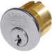 1-1/8in Mortise Cylinder 6-Pin Clover Cam, L4 6-Pin 0-Bit, Standard Collar, L4 Keyway 6-Pin 0-Bit, 626/US26D Satin Chrome