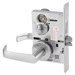 KIT - Privacy with Deadbolt Mortise Lock, Newport Lever with A Rose Trim, V20 Outside Indicator (Vacant/Occupied, Green/Red), V01 Engraved Inside Indicator (Locked/Unlocked, Green/Red)(Left Hand LH/LHR), ANSI Strike SS118, 626/US26D Satin Chrome