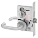 Privacy with Deadbolt Mortise Lock, Lustra Lever with A Rose Trim, V20 Outside Indicator (Vacant/Occupied, Green/Red), V01 Engraved Inside Indicator (Locked/Unlocked, Green/Red)(Left Hand LH/LHR), ANSI Strike SS118, 626/US26D Satin Chrome