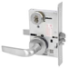 KIT - Classroom Mortise Lock, Citation Lever with A Rose Trim, LFIC 6-Pin Large Format Interchangeable Core Mortise Housing, A01 Clover Cam, Less IC Core, V10 Outside Indicator Engraved (Locked/Unlocked, Green/Red) (Left Hand LH/LHR), V01 Inside Indicator (Locked/Unlocked, Green/Red), ANSI Strike SS118, 626/US26D Satin Chrome