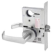 KIT - Classroom Mortise Lock, Newport Lever with A Rose Trim, Less 1-1/8 Mortise Cylinder, V10 Outside Indicator Engraved (Locked/Unlocked, Green/Red) (Left Hand LH/LHR), V01 Inside Indicator (Locked/Unlocked, Green/Red), ANSI Strike SS118, 626/US26D Satin Chrome