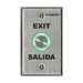 Piezoelectric Pushbutton. Vandal-Resistant, Single-Gang Plate. "Exit" & "Salida" Printed on Plate. Programmable Illumination Surrounding the Button: Red or Green.