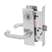 KIT - Classroom Intruder Mortise Lock, Lustra Lever with M Escutcheon Trim, 2 Each LFIC 6-Pin Large Format Interchangeable Core Mortise Housing, A01 Clover Cam, Less IC Cores, Handing is Field Reversible, ANSI Strike SS118, 626/US26D Satin Chrome