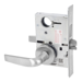 KIT - Dormitory Mortise Lock with Deadbolt, Citation Lever with A Rose Trim, Less 1-1/8 Mortise Cylinder, V10 Outside Indicator Engraved (Locked/Unlocked, Green/Red) (Left Hand LH/LHR), V01 Inside Indicator (Locked/Unlocked, Green/Red), ANSI Strike SS118, 626/US26D Satin Chrome