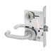KIT - Dormitory Mortise Lock with Deadbolt, Lustra Lever with A Rose Trim, LFIC 6-Pin Large Format Interchangeable Core Mortise Housing, A01 Clover Cam, Less IC Core, V10 Outside Indicator Engraved (Locked/Unlocked, Green/Red) (Left Hand LH/LHR), V01 Inside Indicator (Locked/Unlocked, Green/Red), ANSI Strike SS118, 626/US26D Satin Chrome