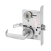 KIT - Classroom Intruder Mortise Lock, Newport Lever with A Rose Trim, 2 Each LFIC 6-Pin Large Format Interchangeable Core Mortise Housings, A01 Clover Cam, Less IC Cores, V10 Outside Indicator Engraved (Locked/Unlocked, Green/Red) (Left Hand LH/LHR), V01 Inside Indicator (Locked/Unlocked, Green/Red), ANSI Strike SS118, 626/US26D Satin Chrome