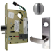 KIT - Electrified Mortise Lock, LW1L - LW1 Escutcheon x L Lever, Fail Secure 24V, RX Request to Exit Switch, Less Mortise Cylinder, Grade 1, 626/US26D Satin Chrome