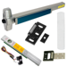 KIT - Alarmed Rim Exit Device, 990EO Exit Only Trim Plate, 36in, 1439 Low Profile Roller Strike, Grade 1, 630/US32D Satin Stainless Steel