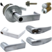 KIT - Grade 1 Electric Lock/Unlock (EL/EU) Storeroom Vandlgard, Cylindrical Lock, Athens Lever, FSIC (Schlage Full Sized IC), S123 Keyway (1-Bitted Brushed Chrome Core 626), 2-3/4in Backset, UL, ANSI Strike, 626/US26D Satin Chrome