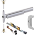 KIT - 75 Series Narrow Stile Fire-Rated, QEL (Quiet Electric Latch Retraction), CVR (Concealed Vertical Rod) Exit Device, RX (Request to Exit Switch), 386NL Night Latch Trim, (Requires Rim Cylinder), RHR Right Hand Reverse, 36in x Up to 96in, No Dogging, Grade 1, 626/US26D Satin Chrome