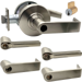 KIT - Grade 1 Entrance, Cylindrical Lock, Latitude Lever, Key-in-Lever Schlage Keyway, E Keyway (0-Bitted Brushed Chrome Cylinder 626), 2-3/4in Backset, UL, ANSI Strike, 619/US15 Satin Nickel