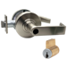 KIT - Grade 1 Entrance, Cylindrical Lock, Rhodes Lever, Key-in-Lever Schlage Keyway, E Keyway (0-Bitted Brushed Chrome Cylinder 626), 2-3/4in Backset, UL, ANSI Strike, 619/US15 Satin Nickel