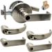 KIT - Grade 1 Entrance, Cylindrical Lock, Spartan Lever, Key-in-Lever Schlage Keyway, E Keyway (0-Bitted Brushed Chrome Cylinder 626), 2-3/4in Backset, UL, ANSI Strike, 619/US15 Satin Nickel
