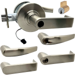 KIT - Grade 1 Electric Lock/Unlock (EL/EU) Storeroom, Cylindrical Lock, Athens Lever, 12/24VDC, Key in Lever, 6-Pin E Keyway (0-Bitted Brushed Chrome Cylinder 626), 2-3/4in Backset, UL, ANSI Strike, 619/US15 Satin Nickel
