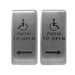 Double Vestibule Push Plates Switches, Press to Operate Door, Hardwired, 5in W x 4-3/4in H, Double Gang Electrical Box, Stainless Steel with Blue Letters (Press to Open) and ADA Symbol