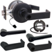KIT - Grade 1 Electric Lock/Unlock (EL/EU) Storeroom, Cylindrical Lock, Broadway Lever, 12/24VDC, RX (Request to Exit) Switch, Key in Lever, Less Cylinder, 2-3/4in Backset, UL, ANSI Strike, 622/US19 Matte Black