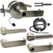 KIT - Grade 1 Electric Lock/Unlock (EL/EU) Storeroom, Cylindrical Lock, Latitude Lever, 12/24VDC, RX (Request to Exit) Switch, SFIC (Small Format IC), Less Core, 2-3/4in Backset, UL, ANSI Strike, 619/US15 Satin Nickel