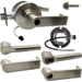 KIT - Grade 1 Electric Lock/Unlock (EL/EU) Storeroom, Cylindrical Lock, Broadway Lever, 12/24VDC, RX (Request to Exit) Switch, FSIC (Schlage Full Sized IC), Less Core, 2-3/4in Backset, UL, ANSI Strike, 619/US15 Satin Nickel