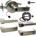 KIT - Grade 1 Electric Lock/Unlock (EL/EU) Storeroom, Cylindrical Lock, Latitude Lever, 12/24VDC, RX (Request to Exit) Switch, FSIC (Schlage Full Sized IC), Less Core, 2-3/4in Backset, UL, ANSI Strike, 619/US15 Satin Nickel