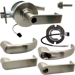 KIT - Grade 1 Electric Lock/Unlock (EL/EU) Storeroom, Cylindrical Lock, Sparta Lever, 12/24VDC, RX (Request to Exit) Switch, FSIC (Schlage Full Sized IC), Less Core, 2-3/4in Backset, UL, ANSI Strike, 619/US15 Satin Nickel