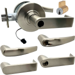 KIT - Grade 1 Electric Lock/Unlock (EL/EU) Storeroom, Cylindrical Lock, Athens Lever, 12/24VDC, Key in Lever, 6-Pin C123 Keyway (0-Bitted Brushed Chrome Cylinder 626), 2-3/4in Backset, UL, ANSI Strike, 619/US15 Satin Nickel
