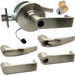 KIT - Grade 1 Electric Lock/Unlock (EL/EU) Storeroom, Cylindrical Lock, Athens Lever, 12/24VDC, Key in Lever, 6-Pin S123 Keyway (0-Bitted Brushed Chrome Cylinder 626), 2-3/4in Backset, UL, ANSI Strike, 619/US15 Satin Nickel