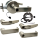 KIT - Grade 1 Electric Lock/Unlock (EL/EU) Storeroom, Cylindrical Lock, Athens Lever, 12/24VDC, RX (Request to Exit) Switch, Key in Lever, Less Cylinder, 2-3/4in Backset, UL, ANSI Strike, 619/US15 Satin Nickel