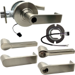 KIT - Grade 1 Electric Lock/Unlock (EL/EU) Storeroom, Cylindrical Lock, Latitude Lever, 12/24VDC, RX (Request to Exit) Switch, Key in Lever, Less Cylinder, 2-3/4in Backset, UL, ANSI Strike, 619/US15 Satin Nickel