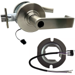 KIT - Grade 1 Electric Lock/Unlock (EL/EU) Storeroom, Cylindrical Lock, Rhodes Lever, 12/24VDC, RX (Request to Exit) Switch, Key in Lever, Less Cylinder, 2-3/4in Backset, UL, ANSI Strike, 619/US15 Satin Nickel
