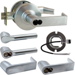 KIT - Grade 1 Electric Lock/Unlock (EL/EU) Storeroom, Cylindrical Lock, Broadway Lever, 12/24VDC, RX (Request to Exit) Switch, FSIC (Schlage Full Size IC), Less Core, 2-3/4in Backset, UL, ANSI Strike, 626/US26D Satin Chrome